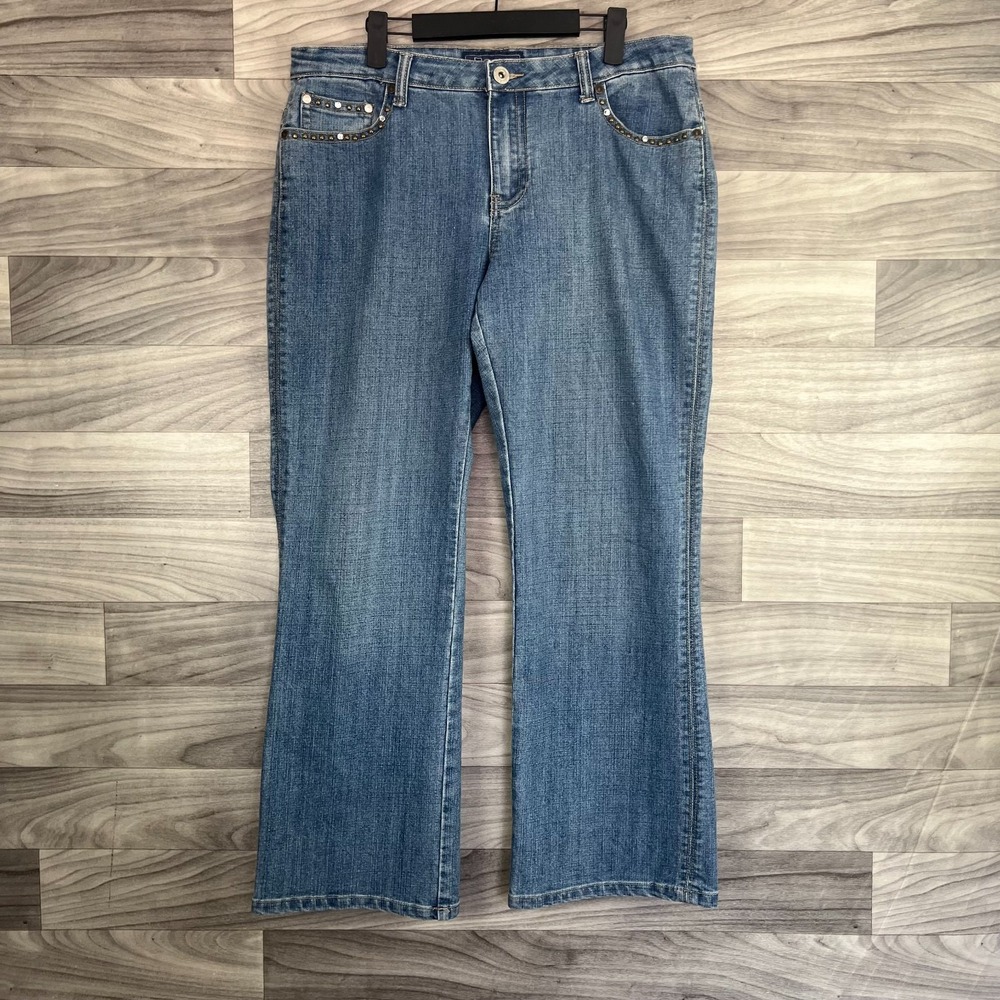 Baccini Jeans Womens 12 Petite Blue Denim Cotton Stretch Light Wash Straight Leg